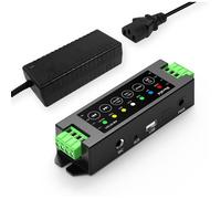 Amplificateur 4 canaux Bluetooth 5.0 Amp Récepteur de puissance de sortie 120 W avec alimentation 24 V 5 A AC-DC Montage mural, US
