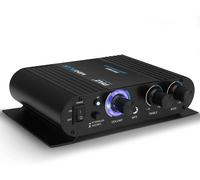 Amplificateur 90W Crête 8 Ohms Bluetooth, Mini Amplificateur Audio-Compact Pour Studio Maison,Home Cinema, Amplificateur Classe T Avec Entrées 3,5 Mm Et 6,35 Mm, 4 Bornes Haut-Parleur
