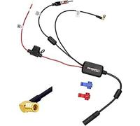 Amplificateur Antenne Autoradio 12V Dab/Dab+/FM/AM - Splitter Signal Connecteurs DIN SMA - Booster 22dB pour Autoradio Universel Stéréo - Réception Radio Numérique Améliorée - Câble Antenne de 45cm