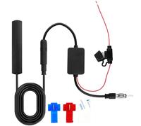 Amplificateur Antenne Autoradio pour Radio FM/AM/DAB, Antenne Voiture Amplifiée avec Adaptateur DIN et Amplificateur Signal, Ampli Antenne Voiture Autoradio pour SUV Camion Véhicule Universels 12V/24V