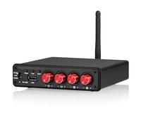 Amplificateur audio, Amplificateur de puissance numérique stéréo HiFi Bluetooth 5.0, lecteur musique USB 2/4 canaux, 50 W x 4 Pour la maison et le karaoké