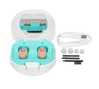Amplificateur auditif invisible et rechargeable, doté d'une fonction de réduction du bruit pour une écoute claire et de haute qualité.