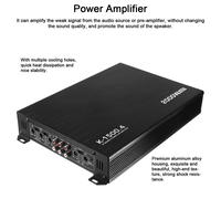 Amplificateur automobile 4 canaux 2000W, en aluminium noir, 13"x8,7"x2,3"