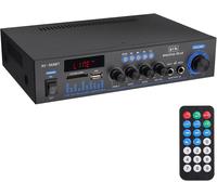 Amplificateur Bluetooth 5.0 Audio Ampli Stéréo Audio 2.0 Ch 50W + 50W Avec 2 Entrées Rca Radio Fm Mp3 Usb Sd Affichage Led Télécommande Réglage De Réverbération Micropour Karaoké Home Cinéma