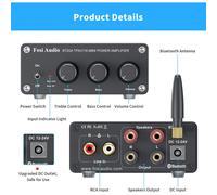 Amplificateur Bluetooth, mini amplificateur stéréo HiFi avec récepteur intégré pour enceintes passives domestiques, Bluetooth 5.0 2.0 ca