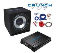 Amplificateur Crunch CBP1000 4 canaux bass pack + sous-boîte Bass Reflex + ki...