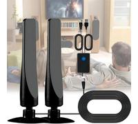 Amplificateur d'antenne TV d'intérieur, antenne Smart TV améliorée 2025 avec amplificateur de signal, antenne à ventouse, Plug Play, câble Wave-Max 4K 1080p pour téléviseurs numériques HD pour