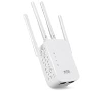 Amplificateur de Ligne HD, 4 antennes (300 Mbit/s, contrôle par Application, Port Ethernet, WPS, Mode AP, LED pouvant être éteinte, Compatible avec Tous Les appareils WLAN) Routeur WiFi, Blanc