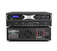 Amplificateur de puissance double canal, 550 W x 2, scène avant et arrière, entrée vocale à trois voies, basses réglables, anti-hurlement, USB/Bluetooth, idéal pour KTV