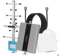Amplificateur de signal mobile tribande pour 2G/3G/4G. Gain supérieur à 68 dB. Portée jusqu'à 150 m². Antenne externe 10 dBi. GSM 2