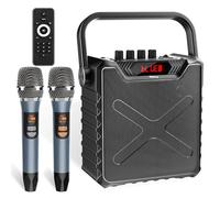 Amplificateur de Voix avec 2 Microphones sans Fil UHF pour Adultes,Enfants | Bluetooth,USB,TF,AUX,FM,enregistrement,réverbération,suppression voix pour le karaoké, les fêtes et les annonces