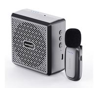 Amplificateur de voix avec microphone cravate sans fil, haut-parleur Bluetooth avec micro à revers, mini mégaphone portable, système de microphones à clip 2,4 G pour enseignants, guides touristiques