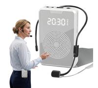 Amplificateur de Voix avec Microphone Sans Fil 4500mAh - Amplificateur de Voix Portable avec Fonction Enregistrement, Haut-parleur Rechargeable avec Miroir, Horloge, Ceinture pour Enseignant