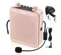 Amplificateur de voix portable 30 W avec casque microphone filaire, 2800 mAh rechargeable, système de sonorisation, haut-parleur personnel pour enseignants, rencontres, guide touristique (rose)