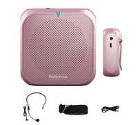 Amplificateur de Voix Portable avec Micro Casque,Rechargeables 5W USB U Disk/TF pr Les Guides, Les Enseignants, conférenciers, animateurs (Rose Or)