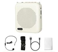 Amplificateur de voix sans fil avec microphone filaire, mégaphone portable 10 W pour enseignants et formateurs, boîtier en ABS, batterie 1200 mAh (anglais en blanc)