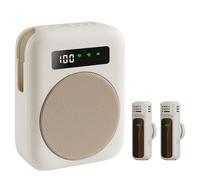 Amplificateur de Voix sans Fil, Portable amplificateur de Voix, Mini amplificateur Vocal avec 2 Microphones à Revers pour Enseignants, Salle de Classe, réunions, Tour, amplificateurs (Beige)