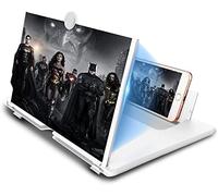 Amplificateur d'écran Lumineux de 16 Pouces, loupe d'écran Anti-Bleu 3D HD pour téléphone Portable, Support Pliable Portable pour Films, vidéos et Jeux, Compatible avec Tous Les Smartphones (Blanc)