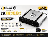 ESX Hxe 1200.1Dv2 1-Kanal Amplificateur Classe D Mono Bloc 1200 W + Basse Remote