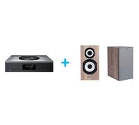 Amplificateur Hi-Fi Technics SA-C600EG-S Argent + une paire d'enceintes bibliothèque Cabasse Minorca MC40 Chêne