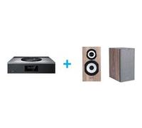 Amplificateur Hi-Fi Technics SA-C600EG-S Argent + une paire d'enceintes bibliothèque Cabasse Minorca MC40 Chêne Argent G