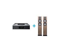 Amplificateur Hi-Fi Technics SA-C600EG-S Argent + une paire d'enceintes colonne Cabasse Java MC40 Chêne blanchie