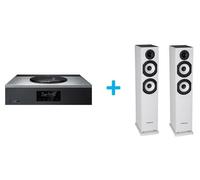 Amplificateur Hi-Fi Technics SA-C600EG-S Argent + une paire d'enceintes colonne Cabasse Jersey MT32/2 Edition spéciale Blanc mat