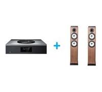 Amplificateur Hi-Fi Technics SA-C600EG-S Argent + une paire d'enceintes colonne Cabasse Jersey MT32/2 Edition spéciale Noyer Argent E