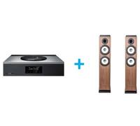 Amplificateur Hi-Fi Technics SA-C600EG-S Argent + une paire d'enceintes colonne Cabasse Jersey MT32/2 Edition spéciale Noyer