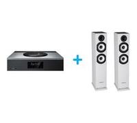 Amplificateur Hi-Fi Technics SA-C600EG-S Argent + une paire d'enceintes colonne Cabasse Jersey MT32/2 Edition spéciale Blanc mat Argent E