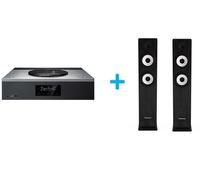 Amplificateur Hi-Fi Technics SA-C600EG-S Argent + une paire d'enceintes colonne Cabasse Jersey MT32/2 Noir Ebène