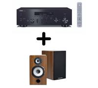 Amplificateur Hi-Fi Yamaha R-N600A Noir + une paire d'enceintes bibliothèque Cabasse Antigua MT32/2 Edition spéciale Noyer