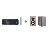 Amplificateur Hi-Fi Yamaha R-N600A Noir + une paire d'enceintes Bibliothèque Cabasse Minorca MC40 Chêne
