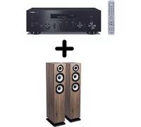 Amplificateur Hi-Fi Yamaha R-N600A Noir + une paire d'enceintes colonne Cabasse Java MC40 Chêne blanchie Noir G