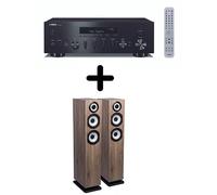 Amplificateur Hi-Fi Yamaha R-N600A Noir + une paire d'enceintes colonne Cabasse Java MC40 Chêne blanchie