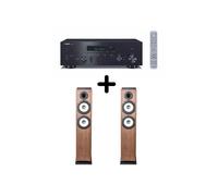 Amplificateur Hi-Fi Yamaha R-N600A Noir + une paire d'enceintes colonne Cabasse Jersey MT32/2 Edition spéciale Noyer