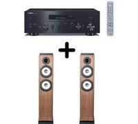 Amplificateur Hi-Fi Yamaha R-N600A Noir + une paire d'enceintes colonne Cabasse Jersey MT32/2 Edition spéciale Noyer Noir G