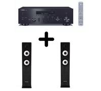 Amplificateur Hi-Fi Yamaha R-N600A Noir + une paire d'enceintes colonne Cabasse Jersey MT32/2 Noir Ebène
