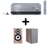 Amplificateur Hi-Fi Yamaha R-N800A Argent + une paire d'enceintes bibliothèque Cabasse Minorca MC40 Chêne Argent G