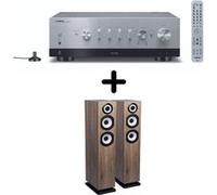 Amplificateur Hi-Fi Yamaha R-N800A Argent + une paire d'enceintes colonne Cabasse Java MC40 Chêne blanchie Argent E