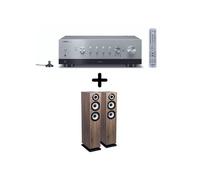 Amplificateur Hi-Fi Yamaha R-N800A Argent + une paire d'enceintes colonne Cabasse Java MC40 Chêne blanchie