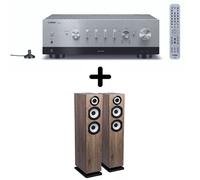 Amplificateur Hi-Fi Yamaha R-N800A Argent + une paire d'enceintes colonne Cabasse Java MC40 Chêne blanchie