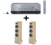 Amplificateur Hi-Fi Yamaha R-N800A Argent + une paire d'enceintes colonne Focal Theva N3 Bois clair