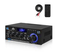 Amplificateur HiFi avec Bluetooth, Mini Amplificateur Audio Stéréo 2.0 Canaux 400W X 2 Amplificateur avec Radio FM, BT, MIC, Entrée SD/USB pour Home Cinéma