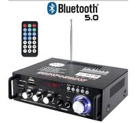Amplificateur HiFi Bluetooth 5.0 Mini, 2 Canaux, Double Microphone, Multiconnexion, Télécommande, Puissant Audio Noir
