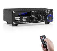 Amplificateur HiFi Bluetooth AS-22 Mini amplificateur Audio stéréo 2.0 canaux 40W x 2 Amplificateur de Puissance numérique de avec entrée BT AUX USB, DC 12V/5A