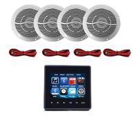 Amplificateur mural Bluetooth 4 x 25W TFT couleur USB , SD, entrée aux avec 4 haut parleur marins 16 cm, salle bain, piscine