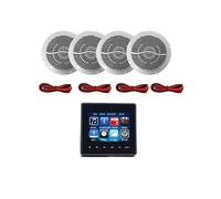 Amplificateur mural Bluetooth 4 x 25W TFT couleur USB , SD, entrée aux avec 4 haut parleur marins 16 cm, salle bain, piscine