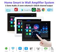 Amplificateur mural intelligent pour maison, 7 pouces, puissance 8x30W, système Audio Android 11, panneau de commandes sonore Bluetooth, lecteur de musique stéréo WiFi Black