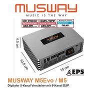 Amplificateur numérique 5 canaux Musway M5Evo avec DSP 9 canaux avec câbles...